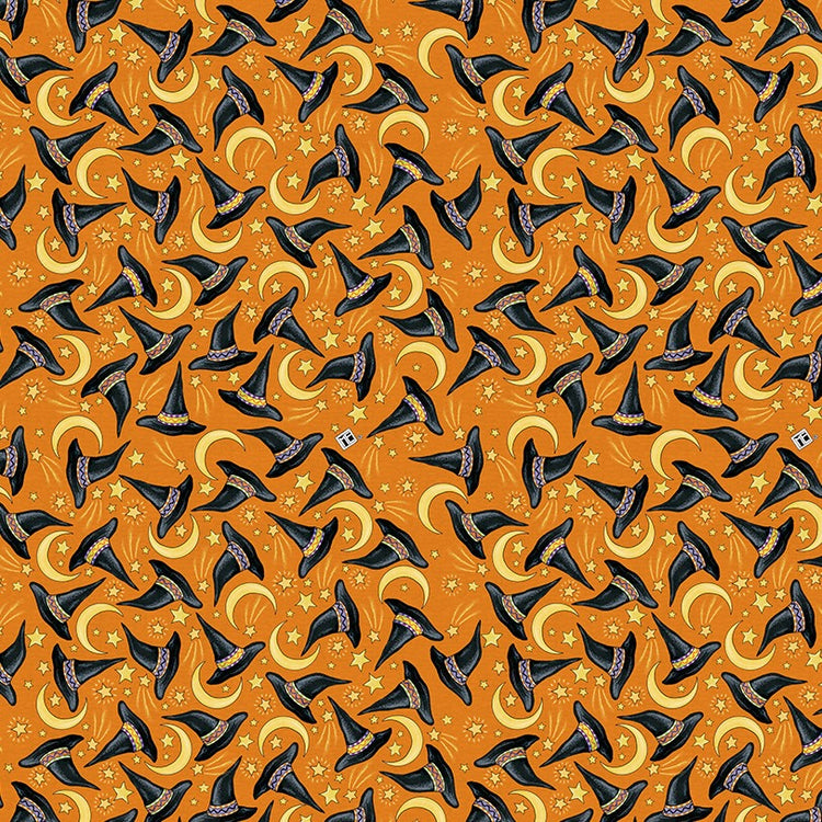 SPOOKY CUTE HALLOWEEN Hats and Moons orange