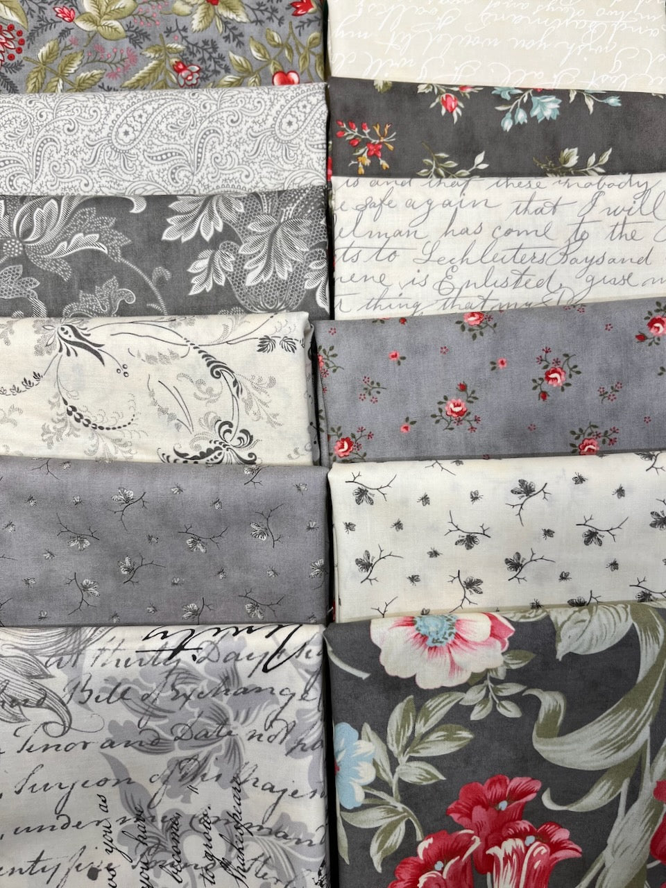 ETCHINGS Charcoal 12 fat quarters