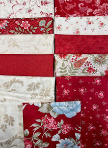 ETCHINGS Red 11 fat quarters