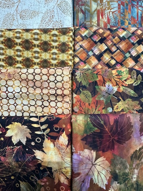 FALLING LEAVES Gold 8 fat quarters