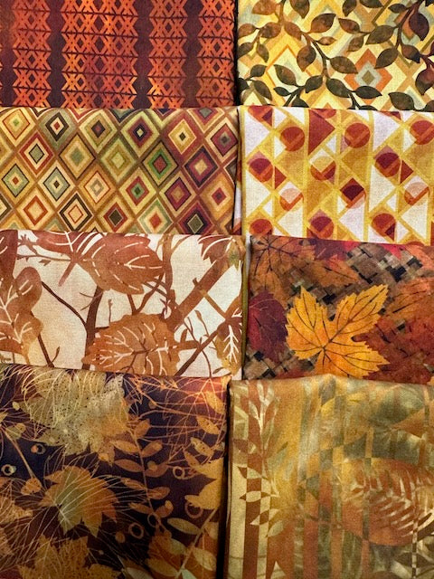 FALLING LEAVES Rust 8 fat quarters