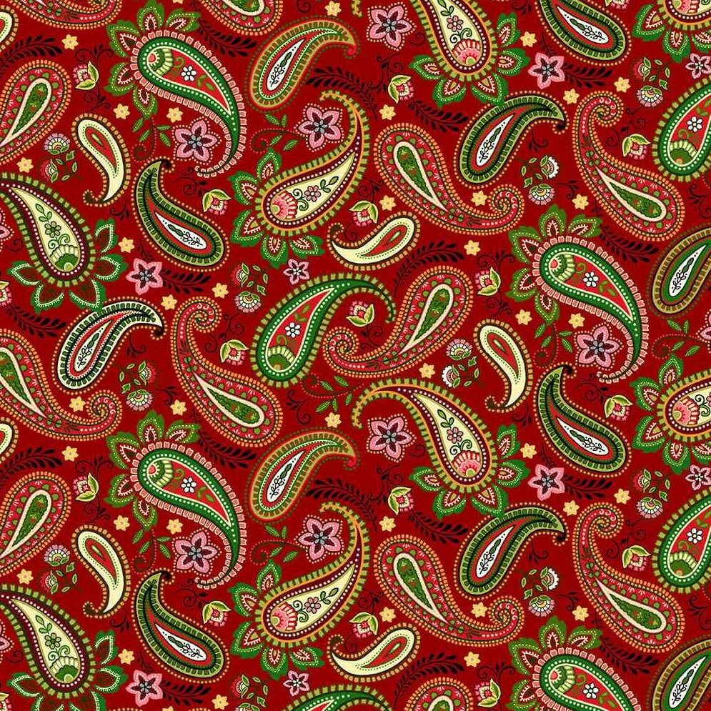BLOOMS OF THE HOLIDAY Paisley red multi
