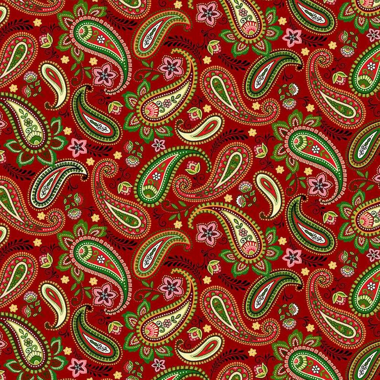 BLOOMS OF THE HOLIDAY Paisley red multi