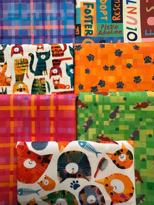 FUR-EVER FRIENDS Cats 7 fat quarters