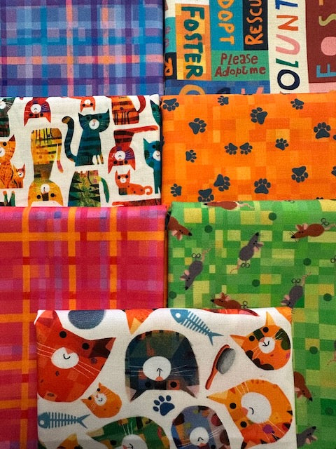 FUR-EVER FRIENDS Cats 7 fat quarters