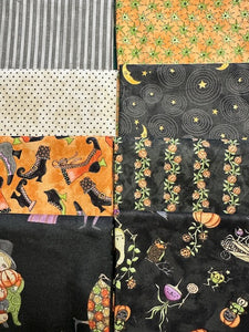 GHOUL FRIENDS Black 8 fat quarters