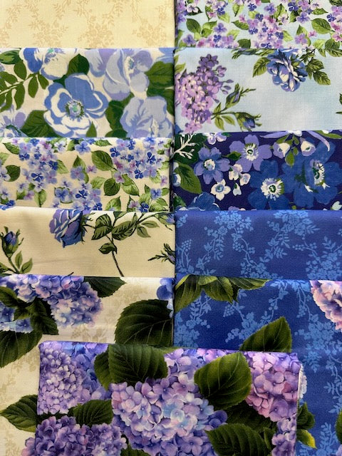 HYDRANGEA GRACE Blue 11 fat quarters
