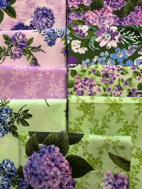 HYDRANGEA GRACE Lavender 9 fat quarters