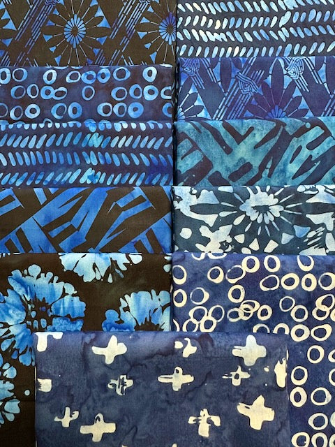 INDIGO BATIKS Darks 11 half yards
