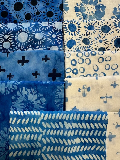 INDIGO BATIKS Lights 9 fat quarters