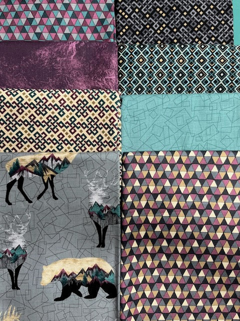 INTO THE WILD Plum 8 fat quarters
