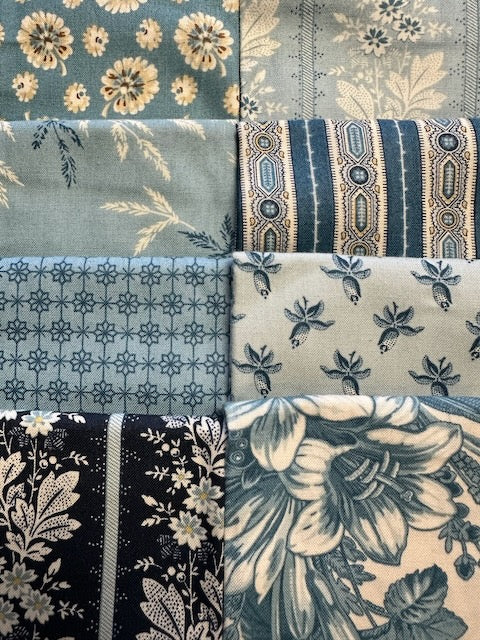 LAUNDRY BASKET BLUES 8 fat quarters