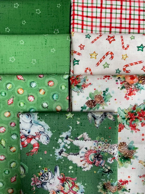 LITTLE DARLINGS CHRISTMAS Green 7 half yards