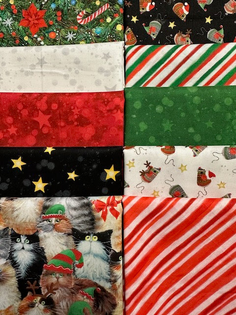 MEOWY CHRISTMAS 10 fat quarters