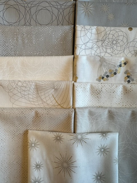 SHIMMER Ivory/Gray 13 fat quarters