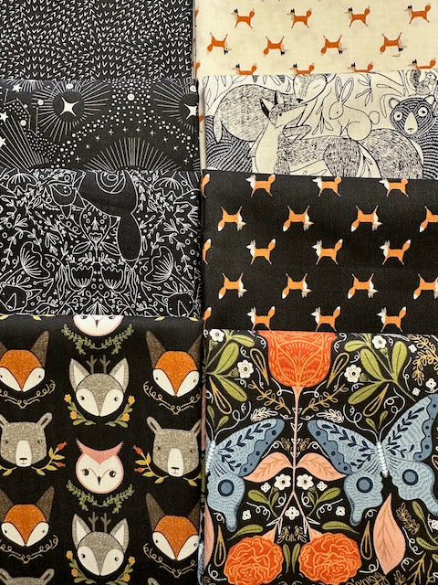 WOODLAND WONDER Midnight 8 fat quarters