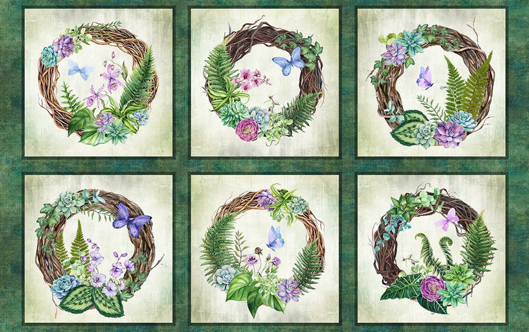 BOTANICAL Wreaths Panel multi 24"x43"