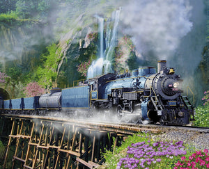 STEAM IN THE SPRING Large Train Panel 34"x42"