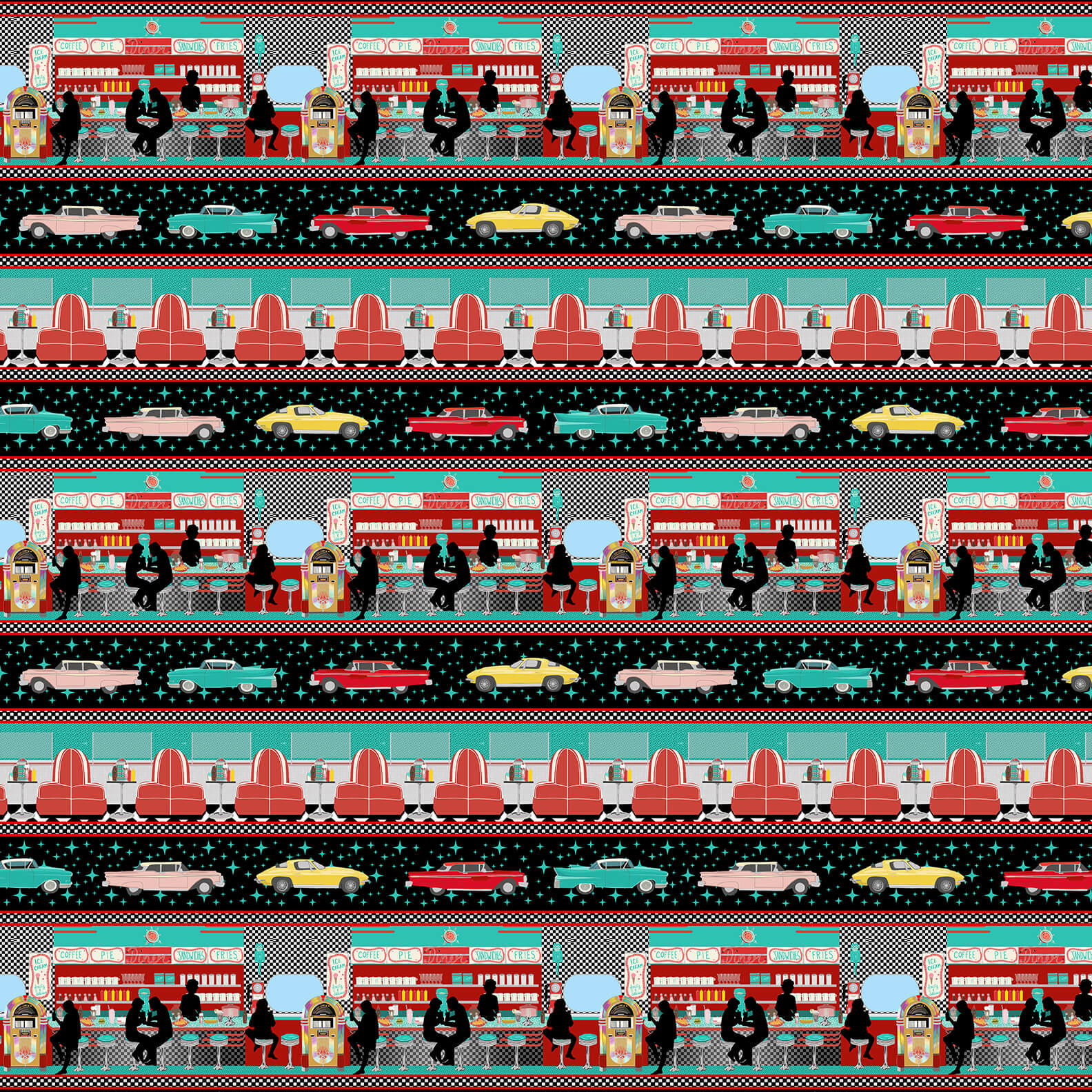 DINERS & DRIVE-INS Border Stripe turquoise