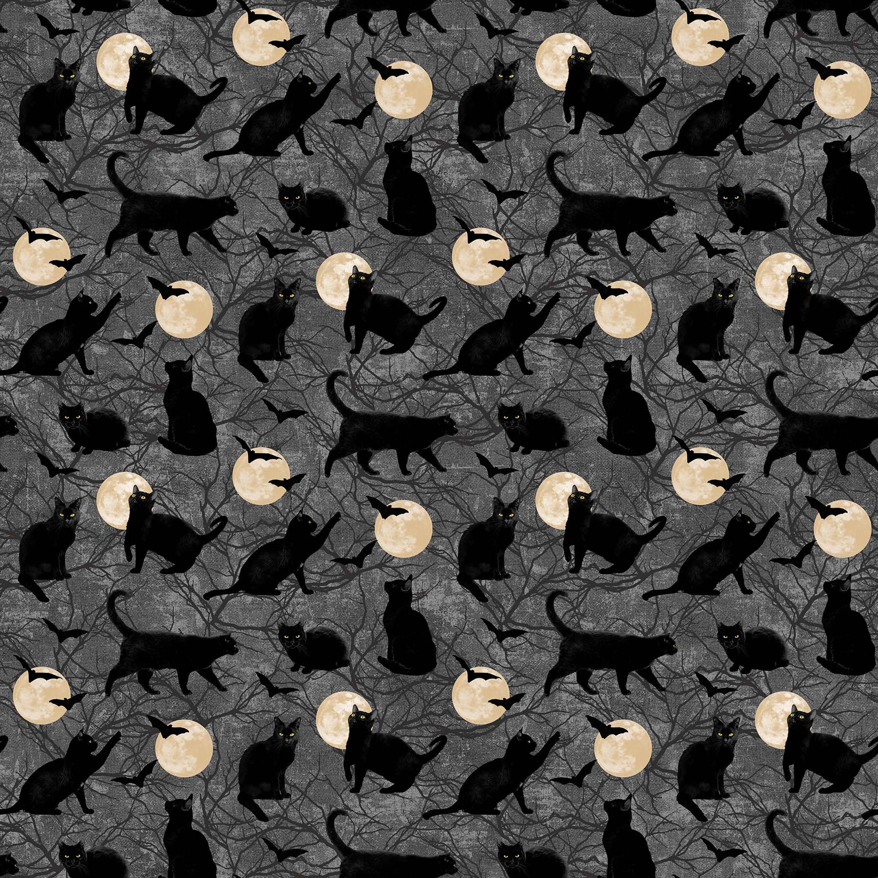 BLACK CAT CAPERS Cats Chasing Moon dark gray multi