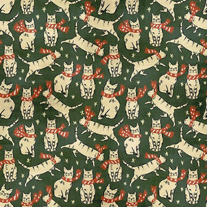 CHRISTMAS CATS Scarf Cats green