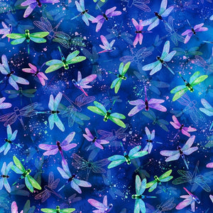 WADING WITH WATER LILIES U5059-230 sapphire