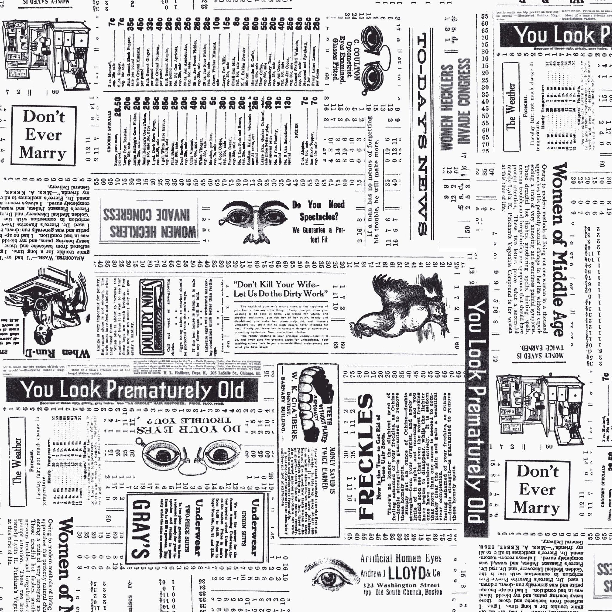 NOBLE MENAGERIE Retro Farmer's Almanac Ads black/white