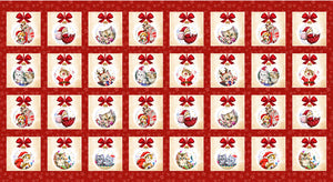 KITTEN CHRISTMAS Continuous Block Panel red 23"x43"