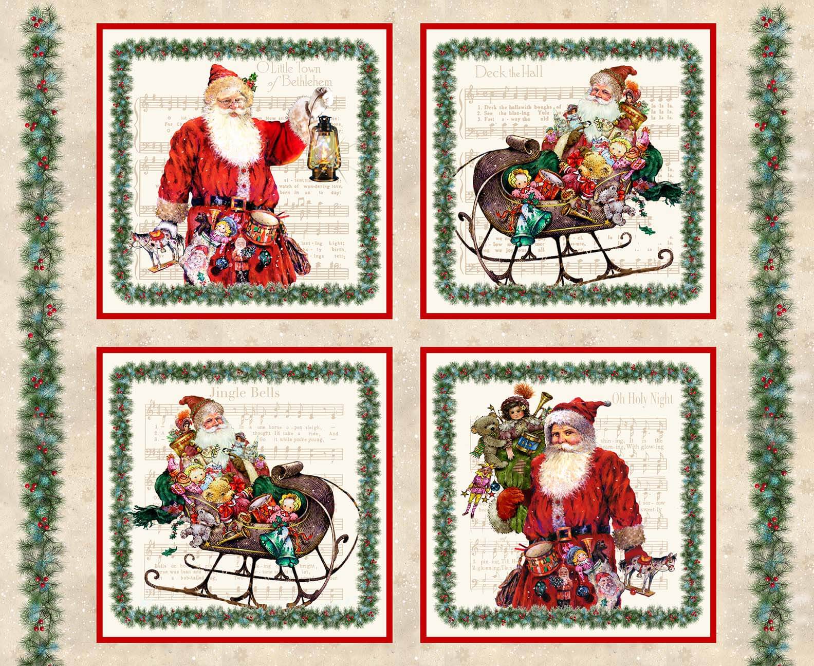 OLD SAINT NICK 4 Pillow Block Panel cream 36"x43"