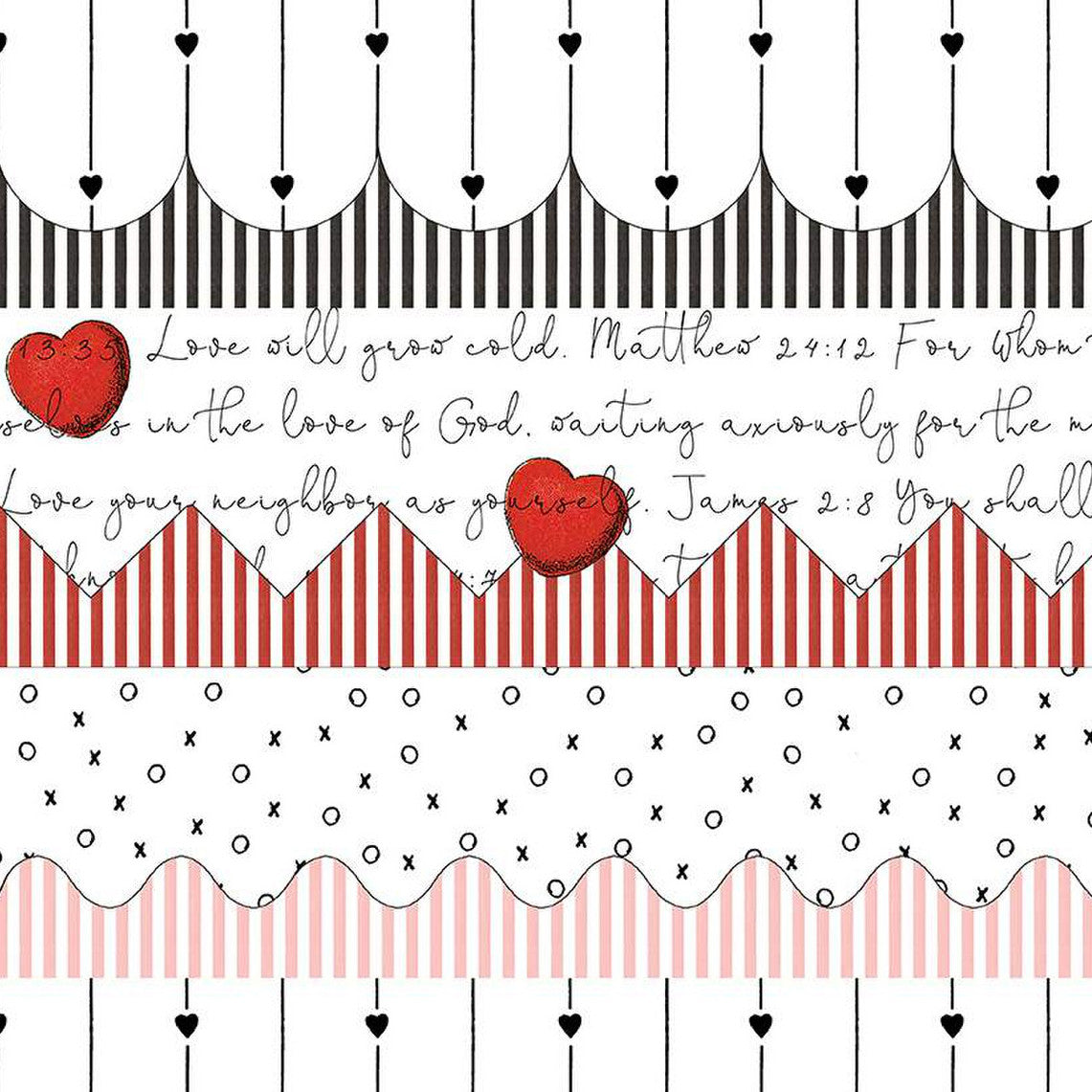 ALL MY HEART Trimmings Border Stripe white