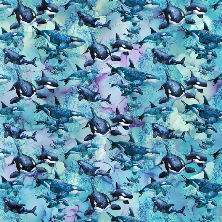 WHALE SONG Whales blue multi
