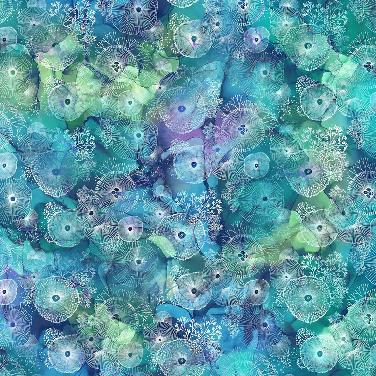 WHALE SONG Sea Anemones dark blue multi