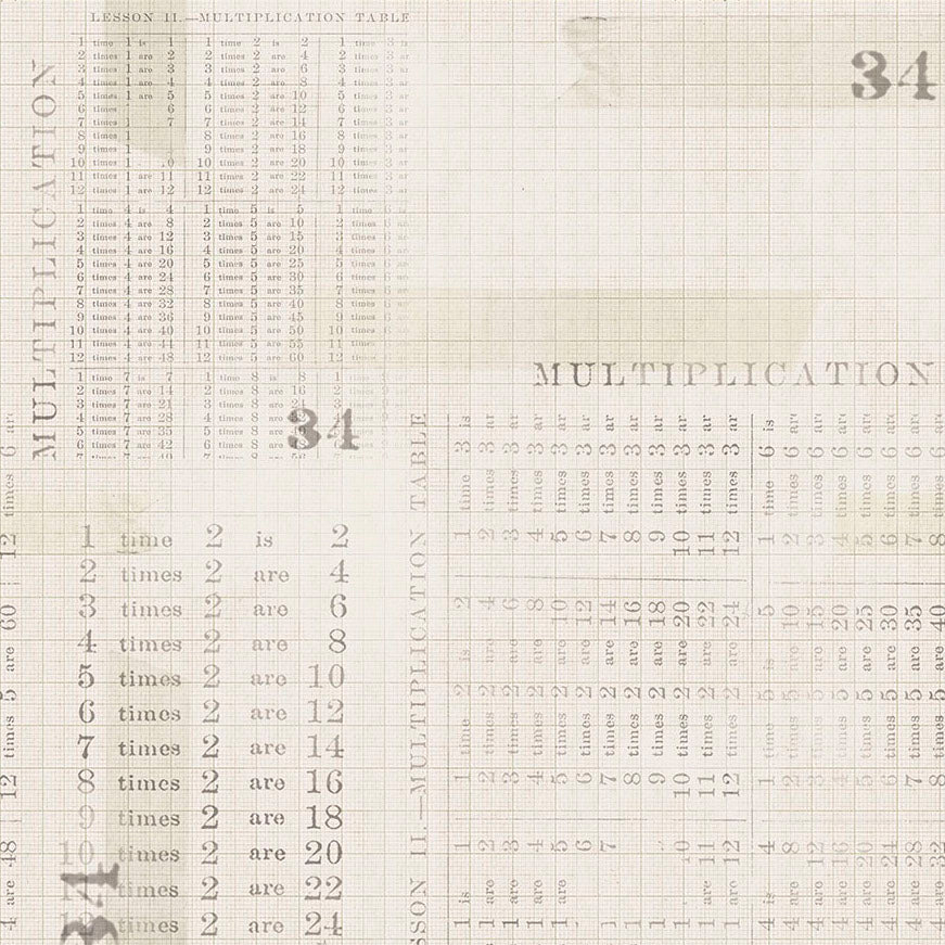 MONOCHROME Multiplication Table parchment