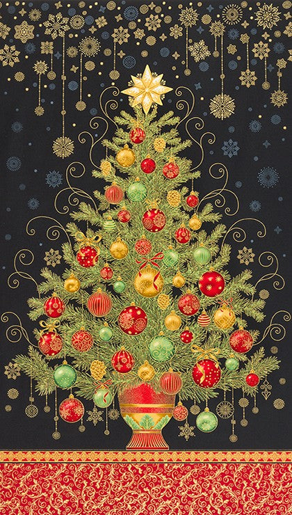 HOLIDAY FLOURISH SRKM-19260-2 black Panel 24"x43"