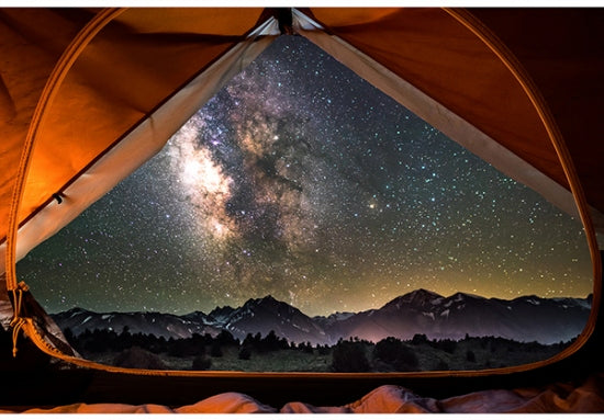 SLEEPING UNDER THE STARS Star Landscape Panel black orange 30"x43"