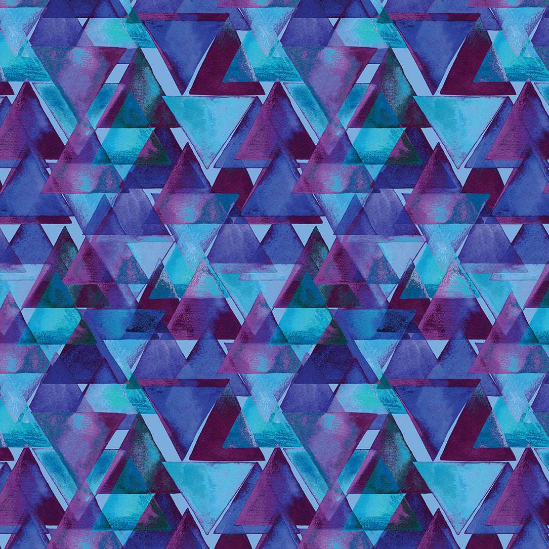 WATERCOLOR GEOMETRY Raining Triangles teal/multi