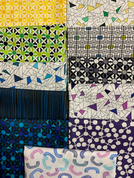 BLACK WHITE & BRIGHT 11  fat quarters