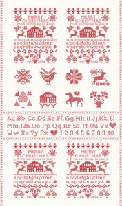 CHRISTMAS STITCHED Sampler Panel snow poinsettia 24"x44"