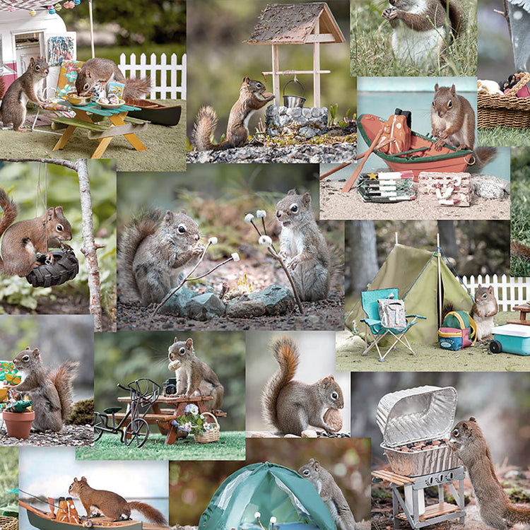 THE SECRET LIFE OF SQUIRRELS Collage multi color - one yards