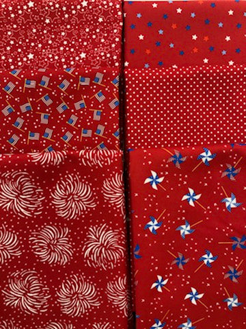 HOLIDAY AMERICANA Red 6 fat quarters
